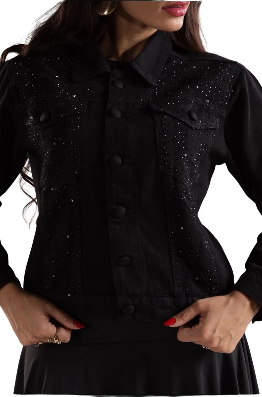 JAQUETA PRETA COM BRILHOS PREMIUM - MIRANTE JEANS
