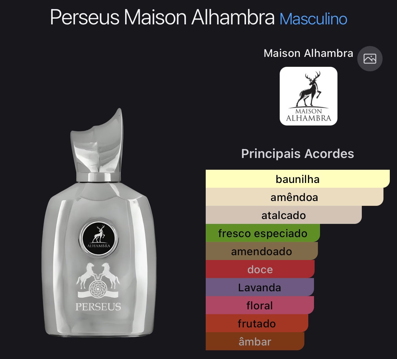 PERSEUS EAU DE PARFUM MAISON ALHAMBRA 100ML