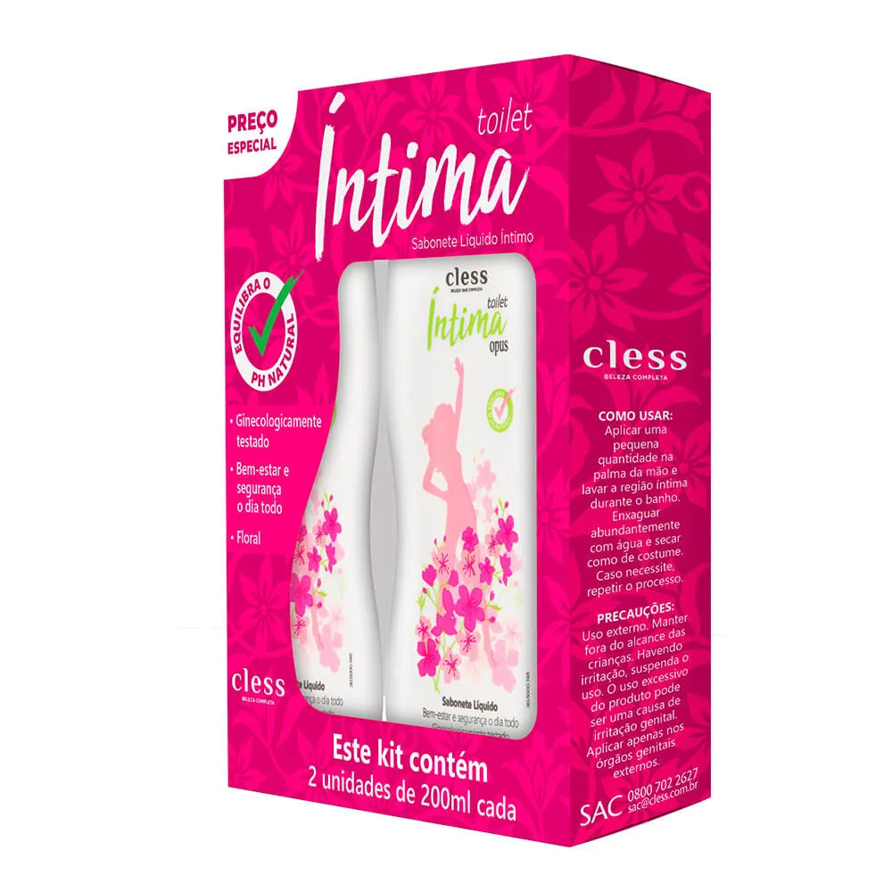 SABONETE LÍQUIDO ÍNTIMO - CLESS - KIT 2 UNIDADES DE 200ML CADA