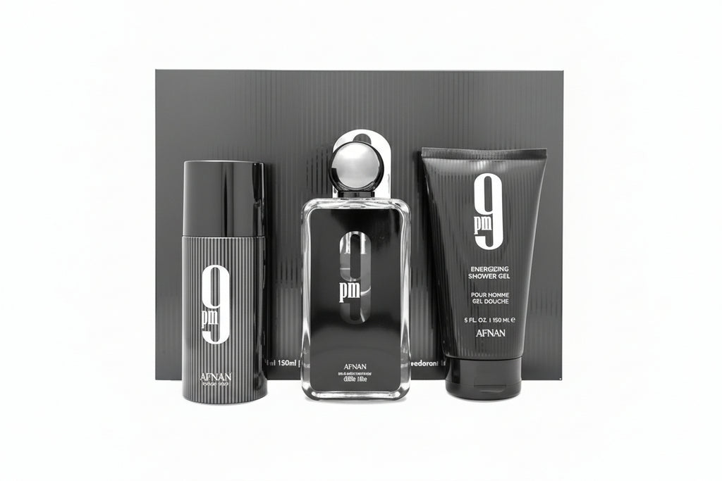 KIT 9 PM - AFNAN - EAU DE PARFUM 100ML - SHOWER GEL 150ML - PERFUMED DEODORANT SPRAY 150ML