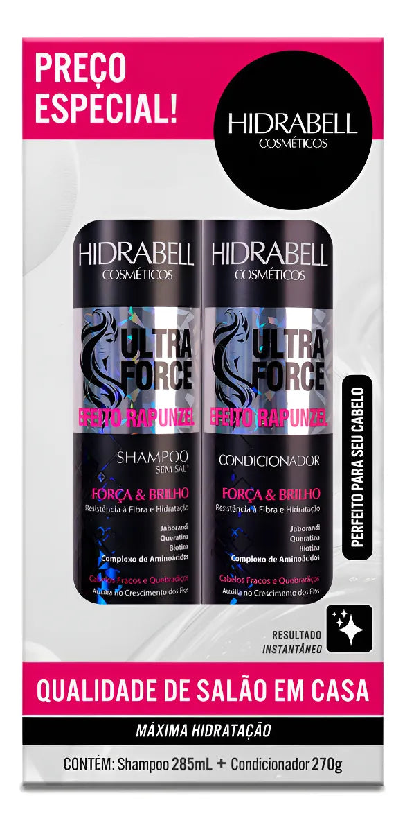 KIT ULTRA FORCE - HIDRABELL - SHAMPOO 285ML - CONDICIONADOR 270G