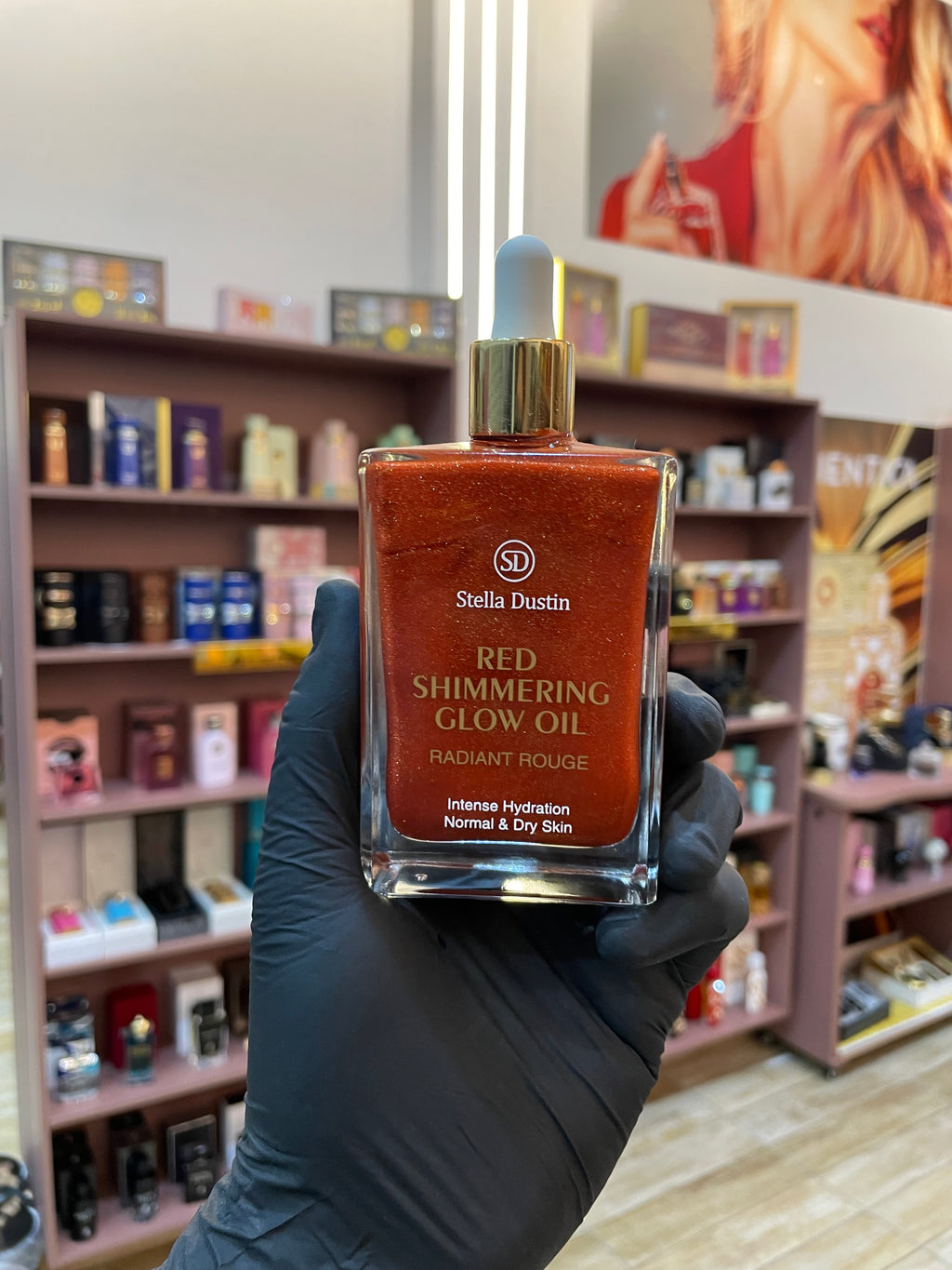 RED SHIMMERING GLOW OIL - STELLA DUSTIN - ÓLEO CORPORAL - 100ML