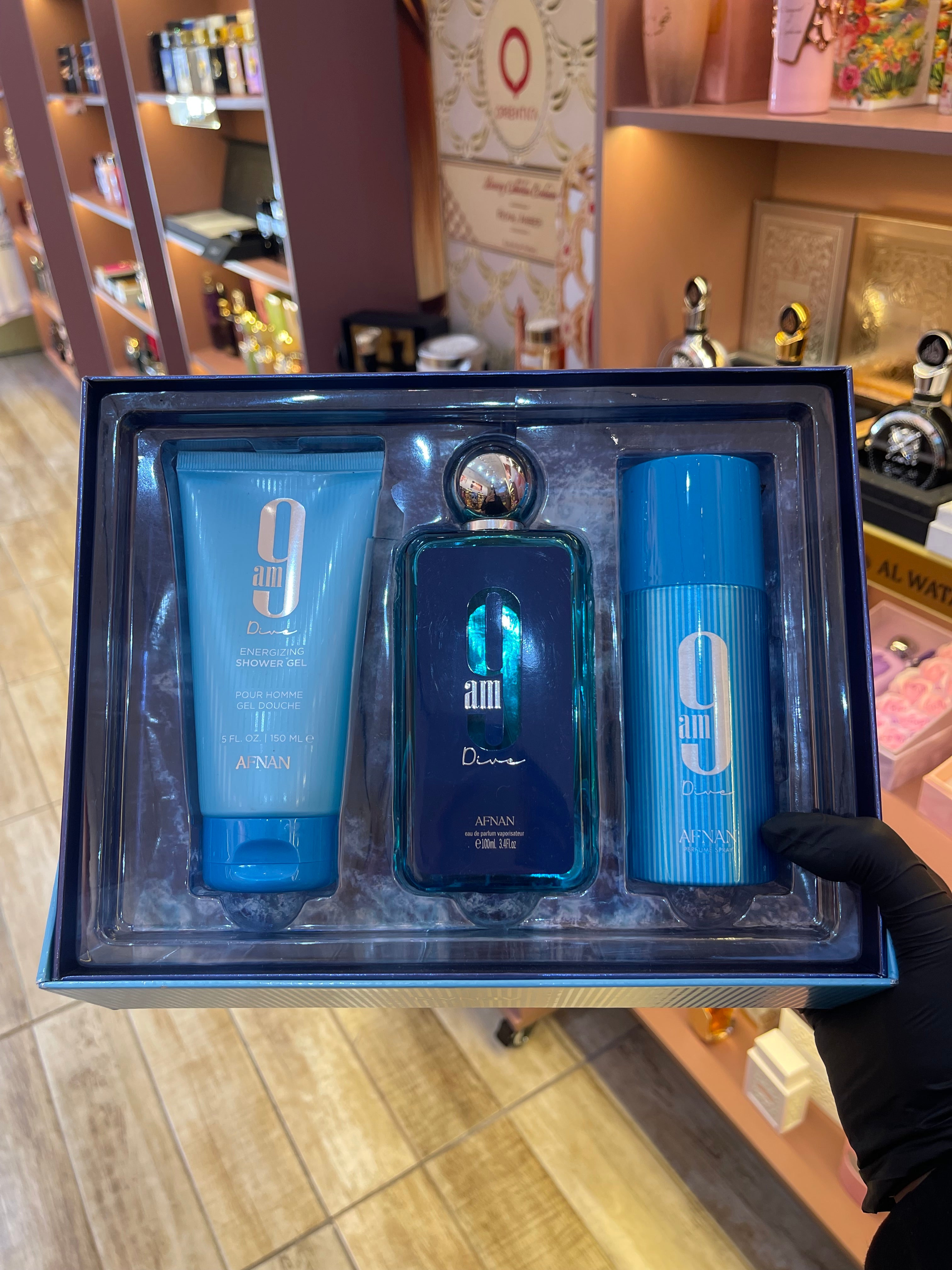 KIT 9 AM DIVE - AFNAN - EAU DE PARFUM 100ML - SHOWER GEL 150ML - PERFUMED DEODORANT SPRAY 150ML