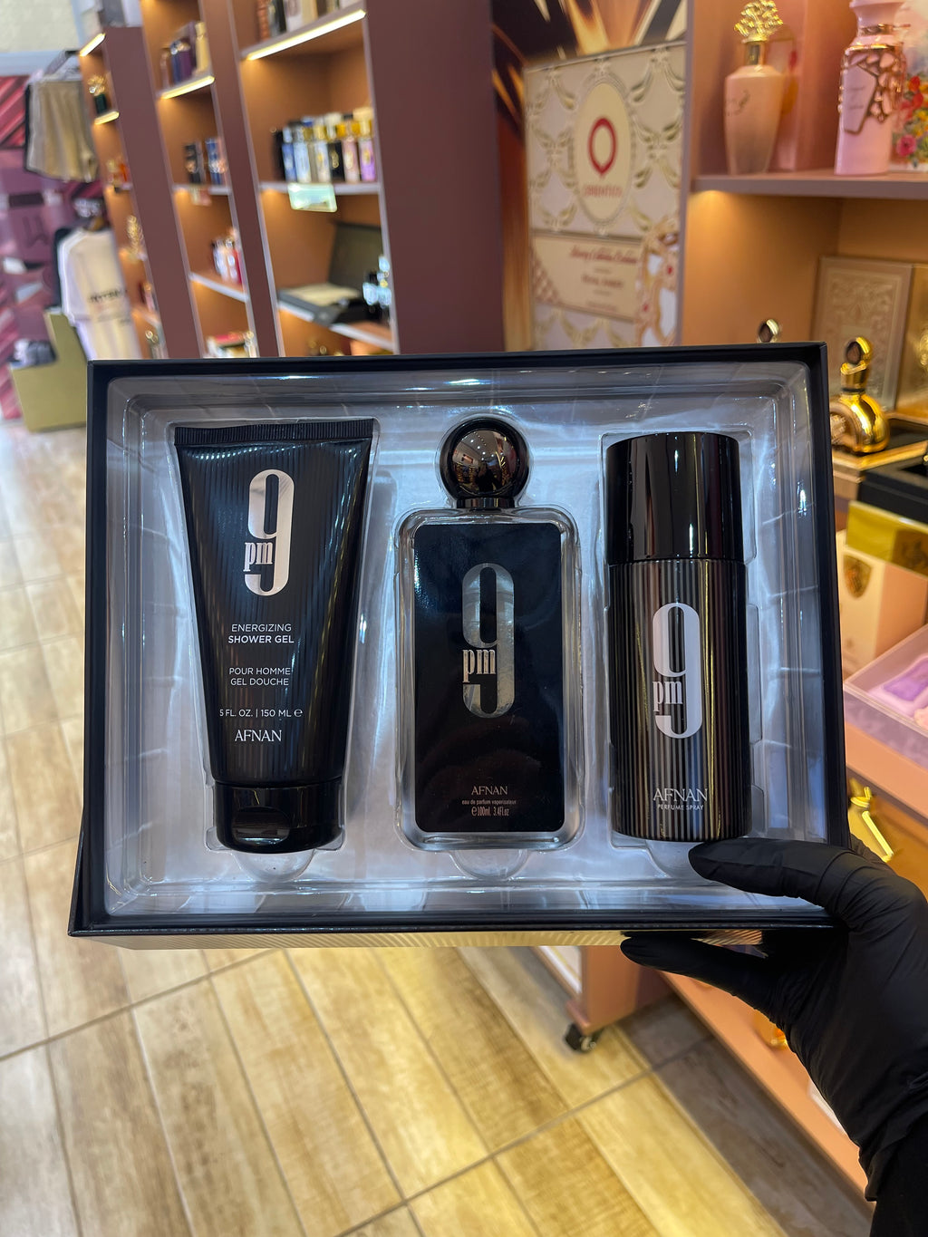 KIT 9 PM - AFNAN - EAU DE PARFUM 100ML - SHOWER GEL 150ML - PERFUMED DEODORANT SPRAY 150ML