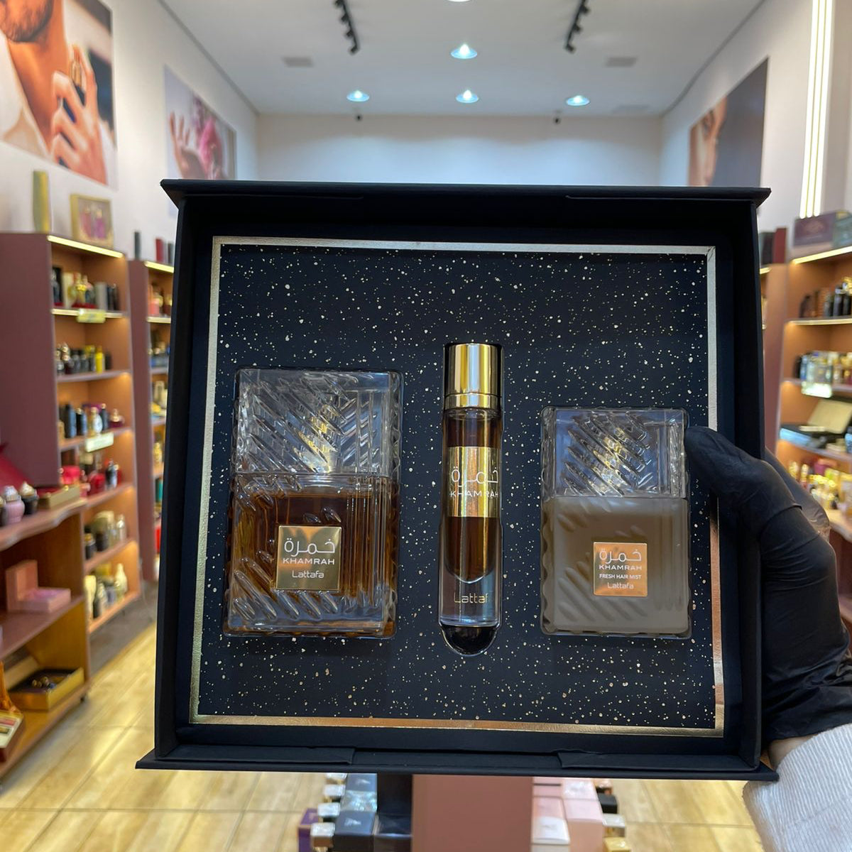 KIT KHAMRAH - LATTAFA - EUA DE PARFUM 100ML - TRAVEL 12ML - FRESH HAIR MIST 50ML