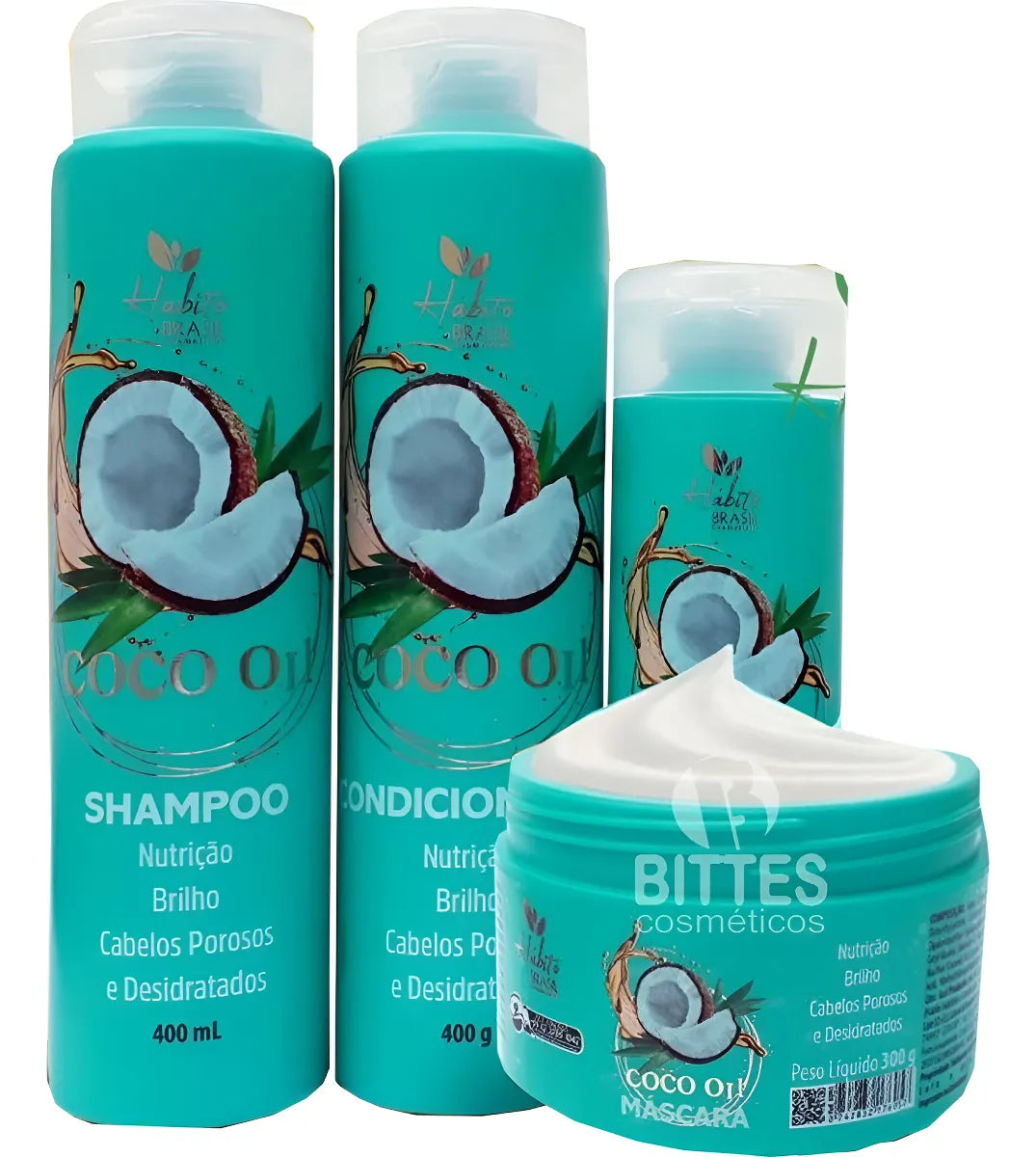 KIT COCO OI1 - CHARMELLE - SHAMPOO 400ML - CONDICIONADOR 400G - MÁSCARA 300G -LEAVE-IN 200G