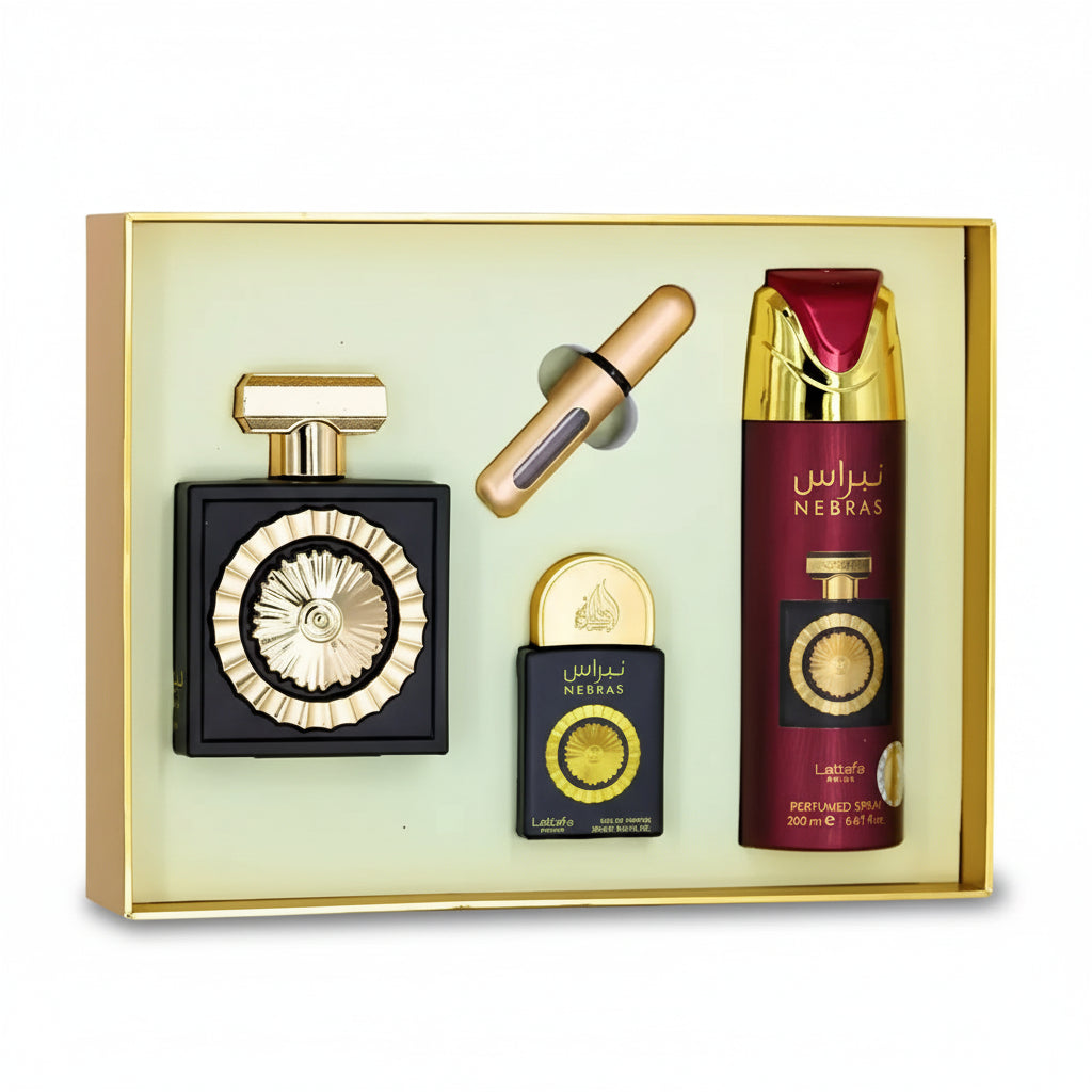 KIT NEBRAS - LATTAFA - EAU DE PARFUM - 100 ML- PERFUMED SPRAY - 200ML
