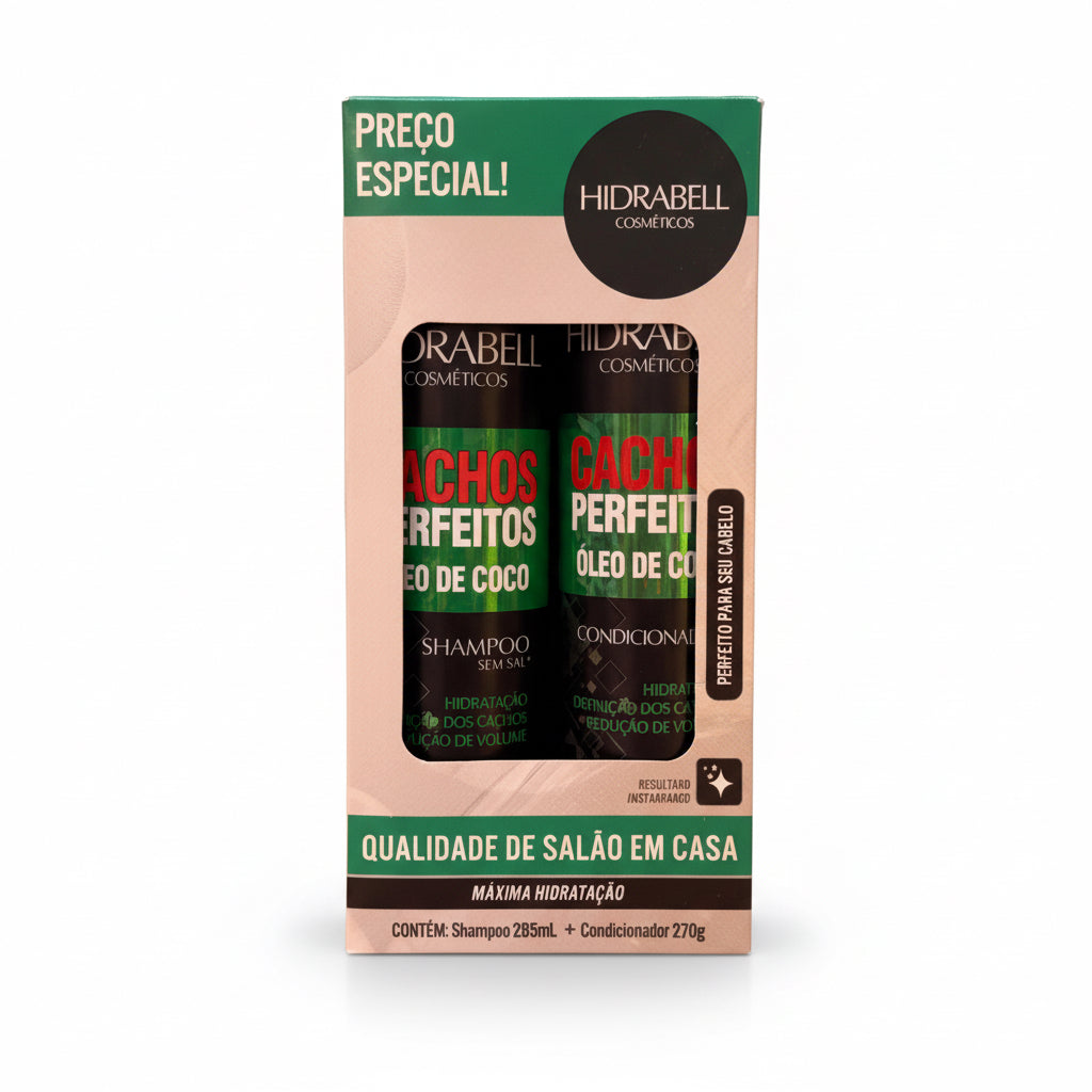 KIT CACHOS PERFEITOS - HIDRABELL - SHAMPOO 285ML - CONDICIONADOR 270G